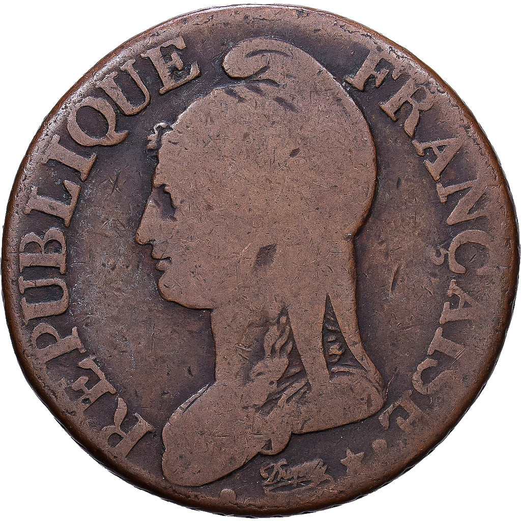 Francja, 5 Centimes, Dupré, An 7 (1799), Paris, Brązowy, VF(20-25)