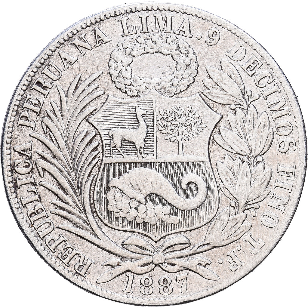 Peru, SOUTH PERU, Sol, 1887, Santiago, Silber, SS+, KM:196.22