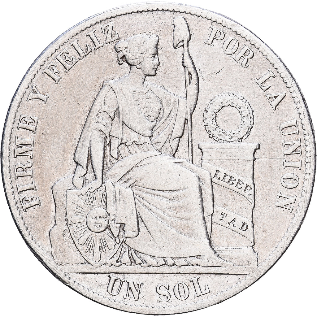 Peru, SOUTH PERU, Sol, 1887, Santiago, Silber, SS+, KM:196.22