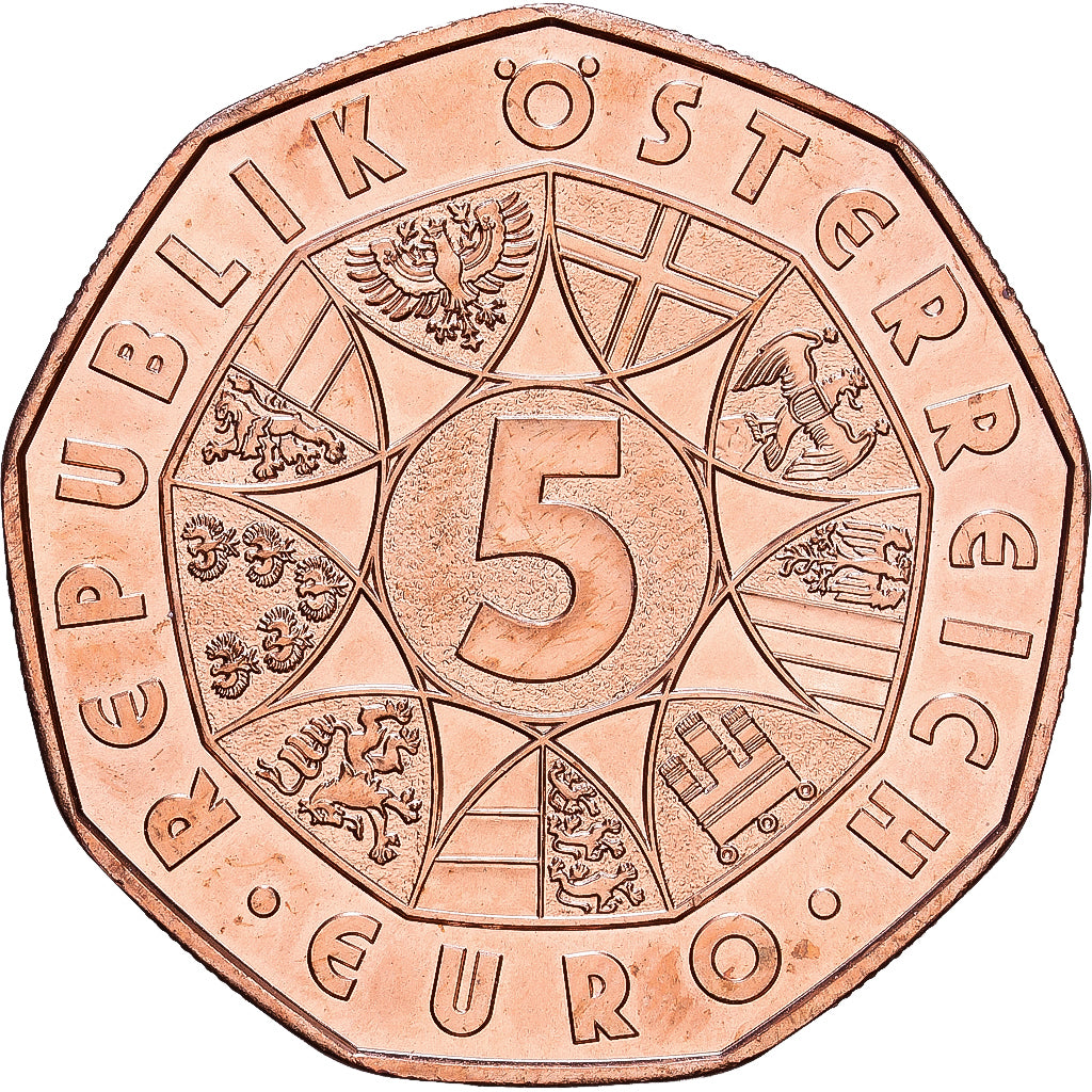 Áustria, 5 Euro, 2019, Latão, MS(65-70)