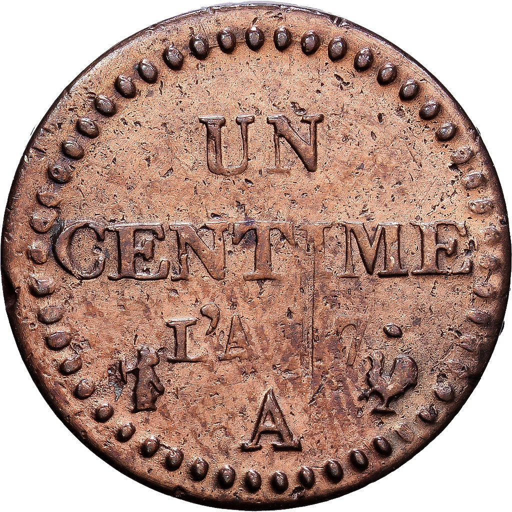 Francia, Centime, Dupré, An 7 (1799), Paris, Bronce, BC+, Gadoury:76, KM:646