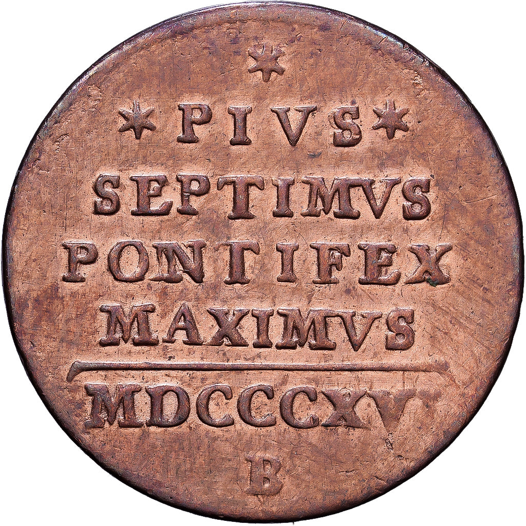 PAŃSTWO WATYKAŃSKIE, PAPAL STATES, Pius VII, Mezzo (1/2) Baiocco, 1816, Rome