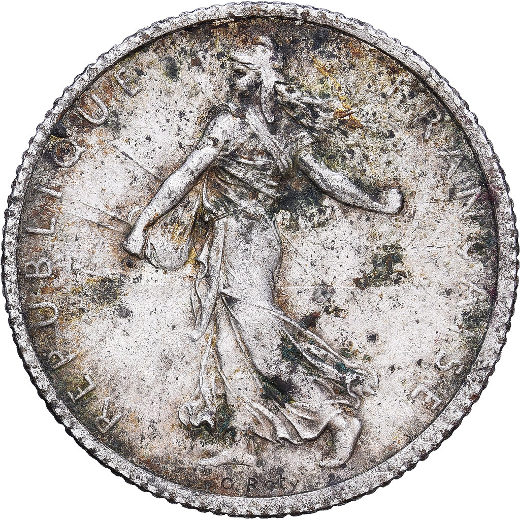 Francia, Franc, Semeuse, 1917, Paris, Plata, BC+, Gadoury:467, KM:844.1