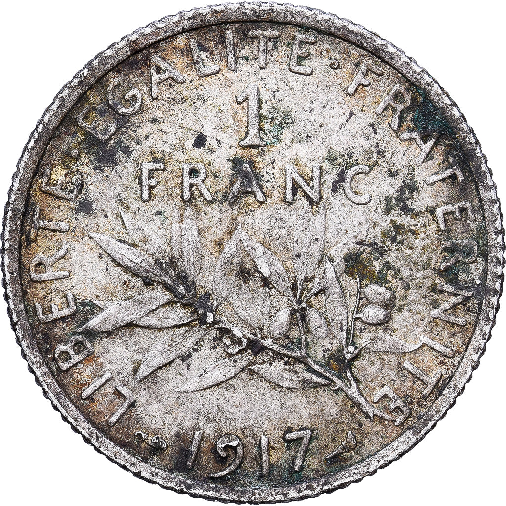 Francia, Franc, Semeuse, 1917, Paris, Plata, BC+, Gadoury:467, KM:844.1