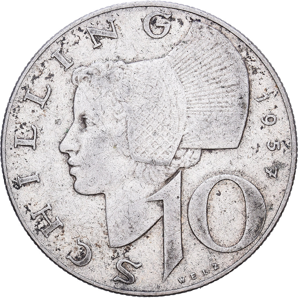 Austria, 10 Schilling, 1957, Argento, BB, KM:2882