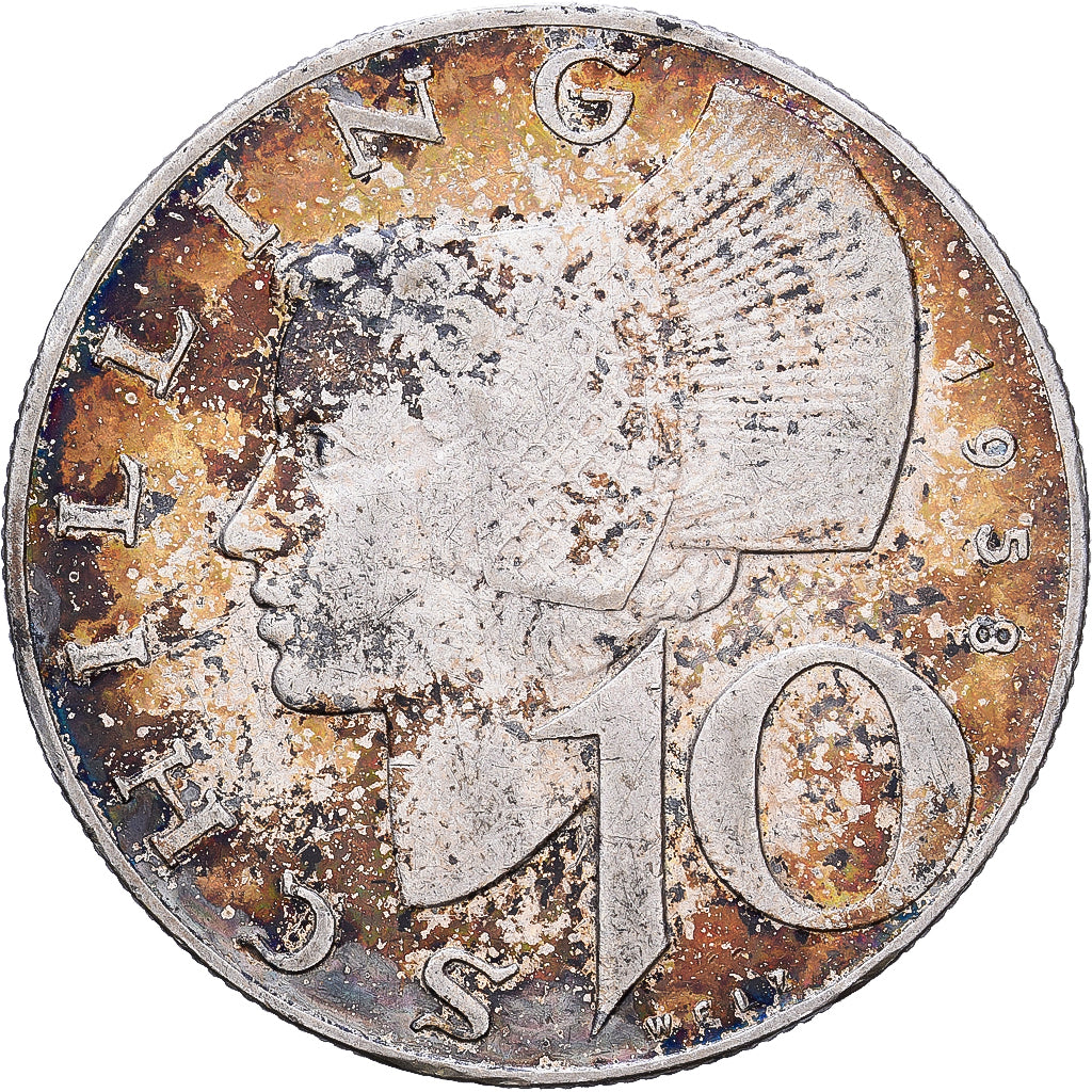 Austria, 10 Schilling, 1958, Argento, MB+, KM:2882