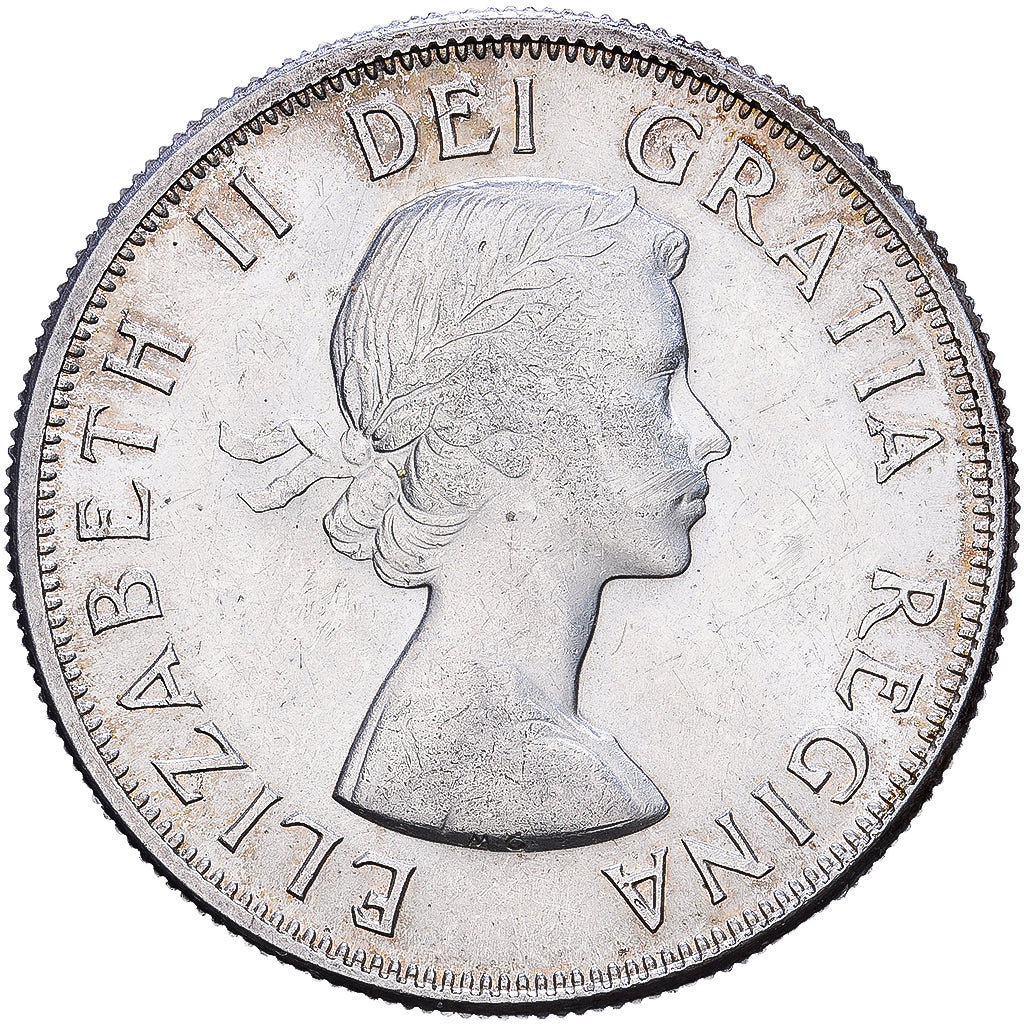 Canada, Elizabeth II, 50 Cents, 1957, Royal Canadian Mint, Silver, AU(50-53)