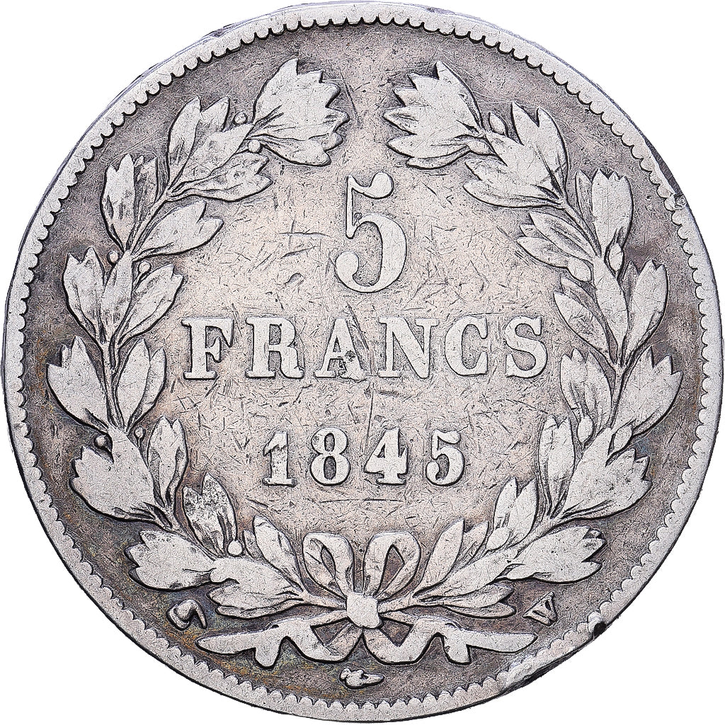 France, Louis Philippe I, 5 Francs, 1845, Lille, Silver, VF(30-35)