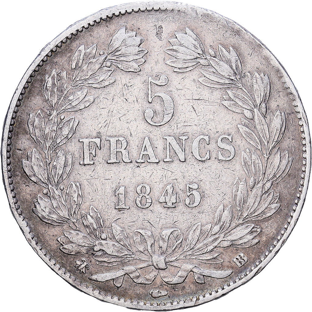 Frankreich, Louis Philippe I, 5 Francs, 1845, Strasbourg, Silber, SS