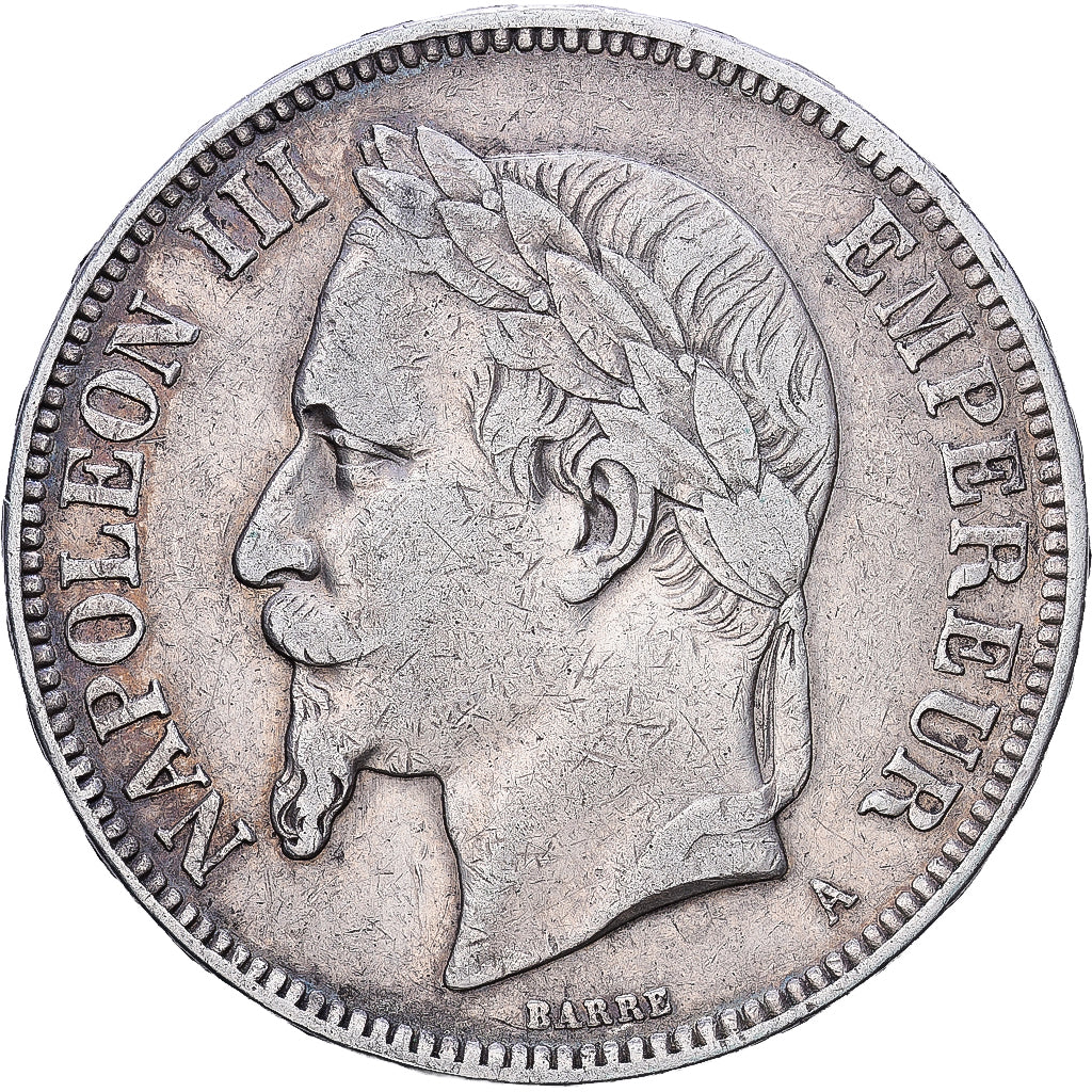 Francia, Napoleon III, 5 Francs, 1870, Paris, Argento, BB, Gadoury:739, KM:799.1