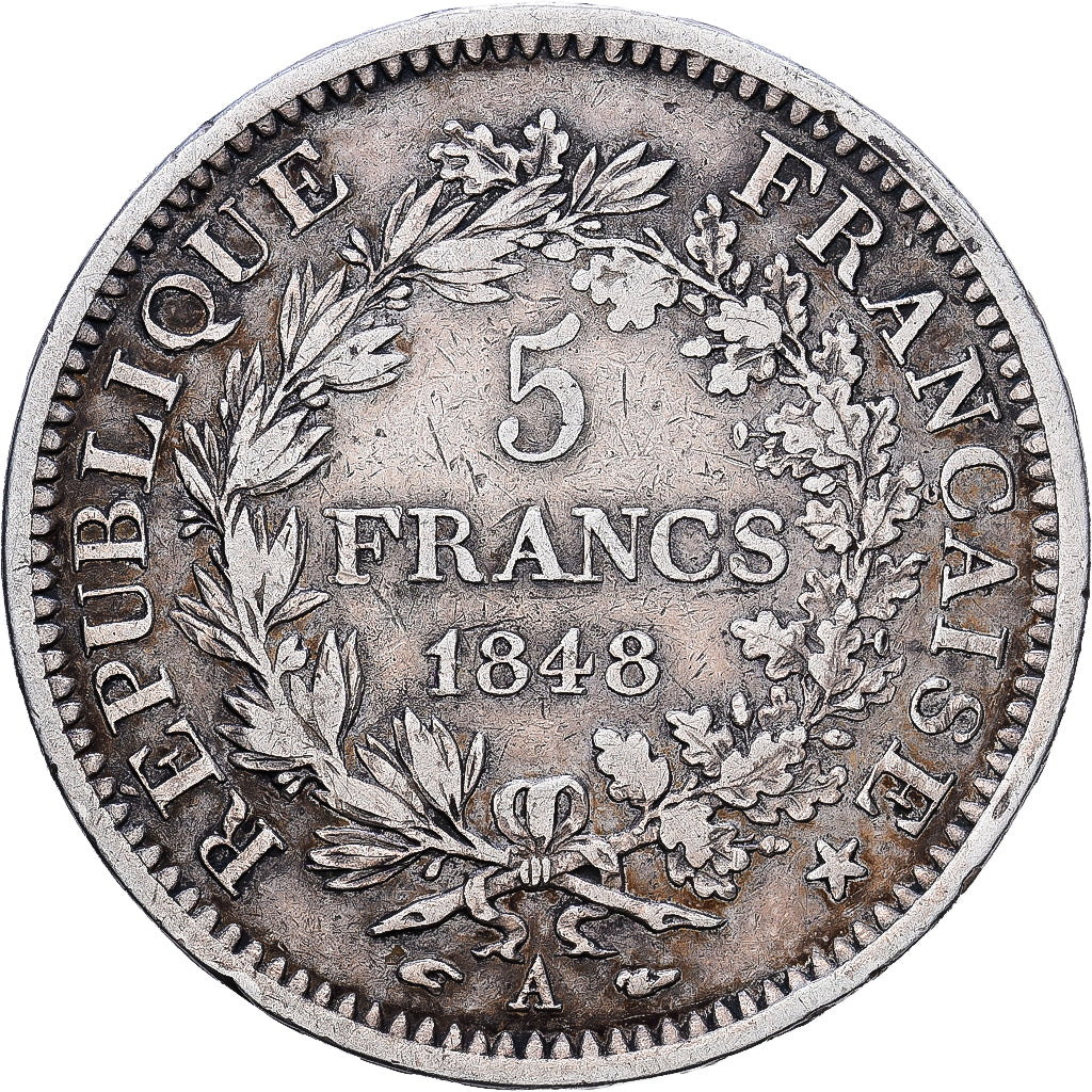France, 5 Francs, Hercule, 1848, Paris, Silver, VF(30-35), Gadoury:683, KM:756.1