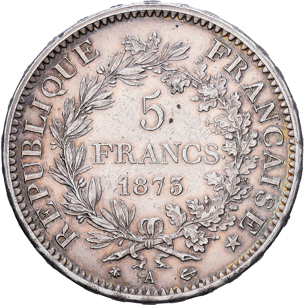 France, 5 Francs, Hercule, 1873, Paris, Argent, TTB+, Gadoury:745a, KM:820.1