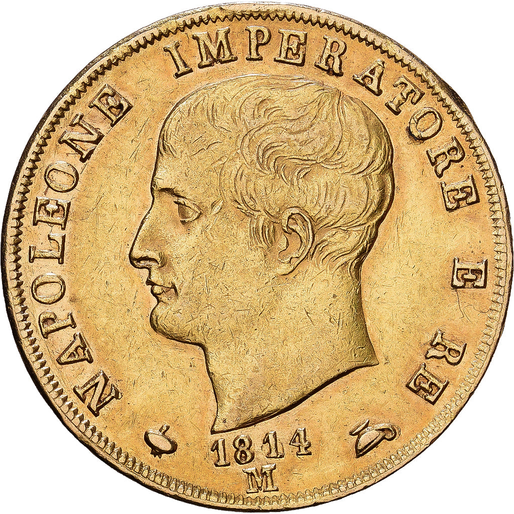 Italian States, KINGDOM OF NAPOLEON, Napoleon I, 40 Lire, 1814, Milan, Gold
