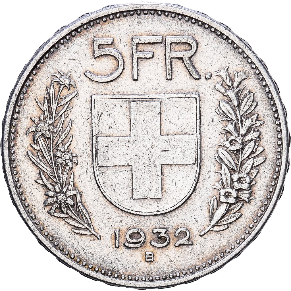Switzerland, 5 Francs, 1932, Bern, Silver, AU(50-53), KM:40