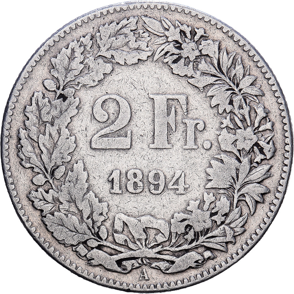 Switzerland, 2 Francs, 1894, Paris, Silver, VF(30-35), KM:21