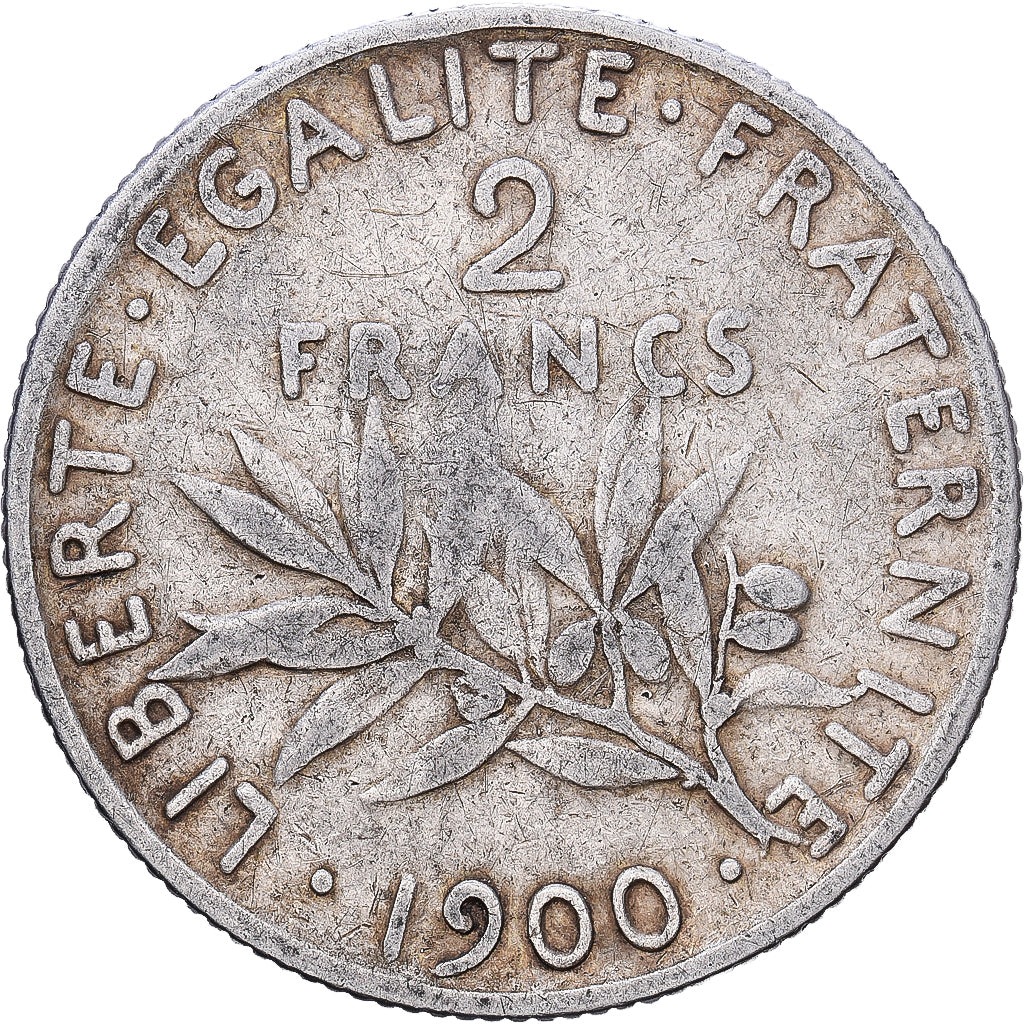 Francia, 2 Francs, Semeuse, 1900, Paris, Plata, BC+, Gadoury:532, KM:845.1