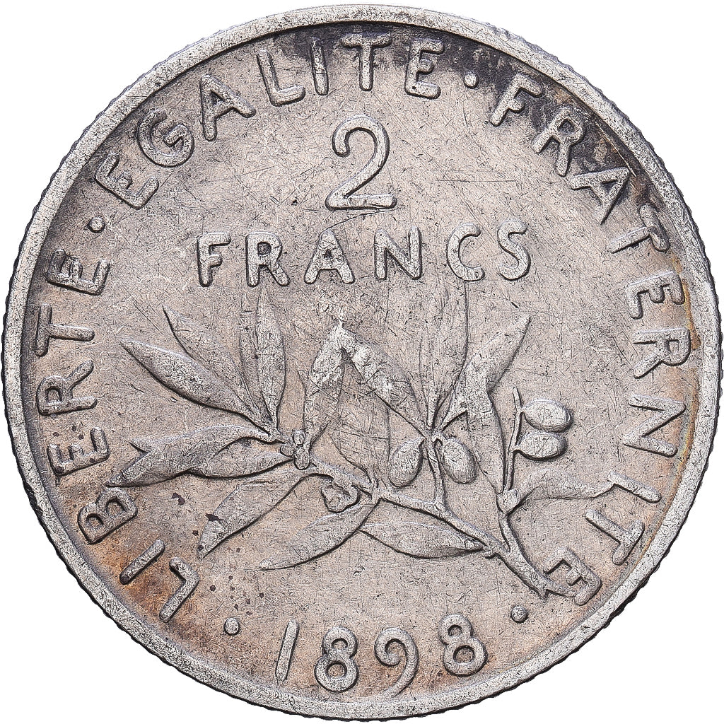 Frankrijk, 2 Francs, Semeuse, 1898, Paris, Zilver, FR+, Gadoury:532, KM:845.1