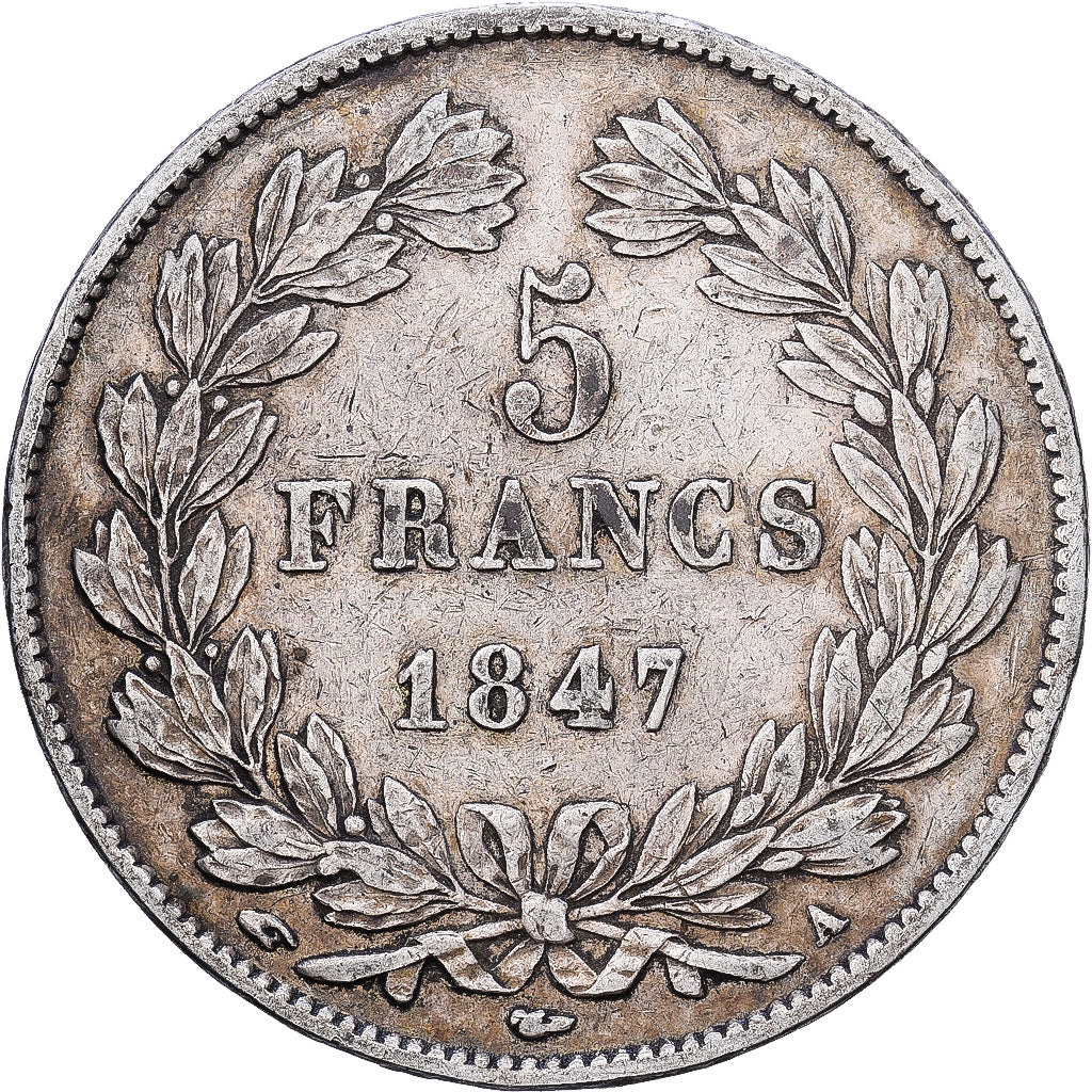 France, Louis-Philippe Ier, 5 Francs, 1847, Paris, Argent, TTB, Gadoury:678a