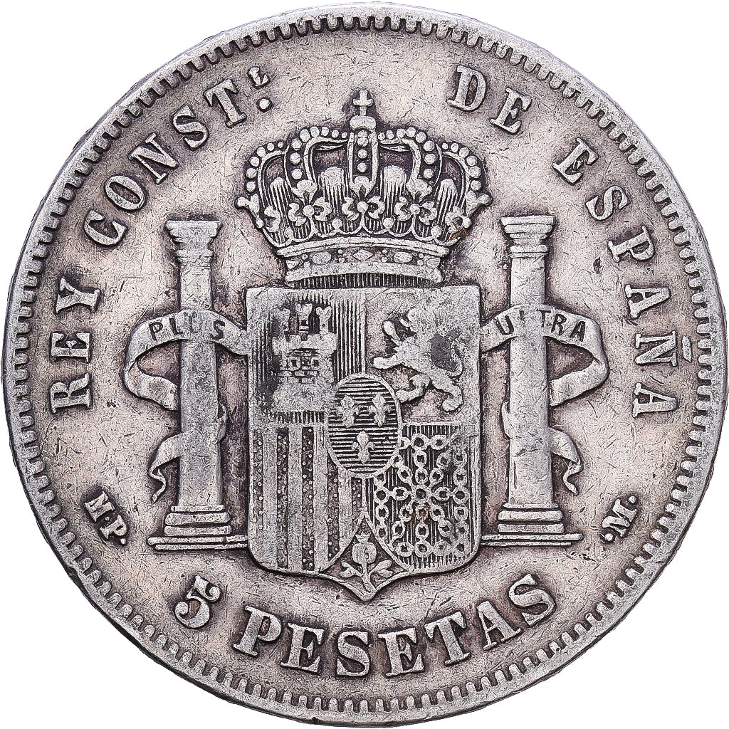 Spain, Alfonso XIII, 5 Pesetas, 1888, Madrid, Silver, EF(40-45), KM:689