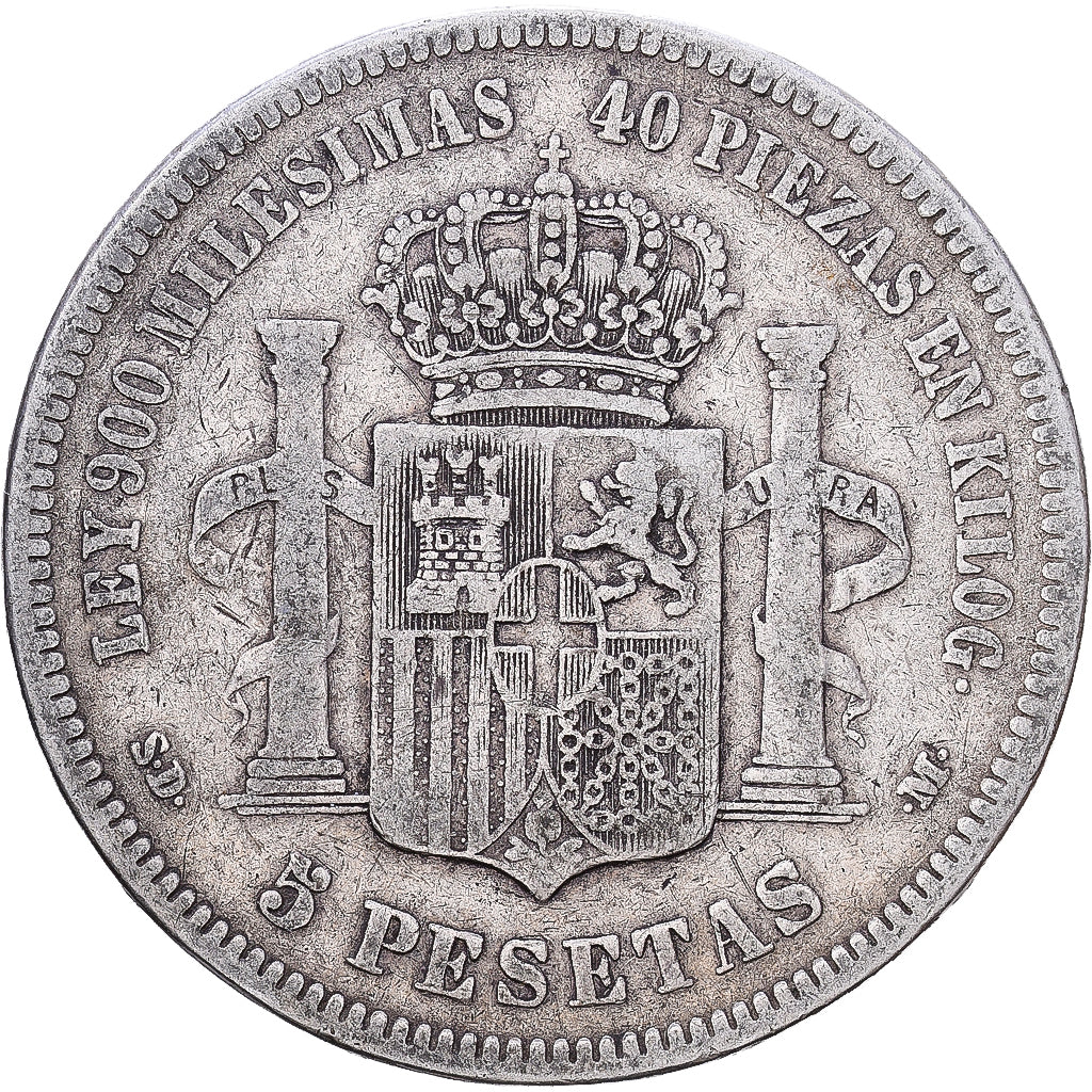 Espagne, Amadeao I, 5 Pesetas, 1871, Madrid, Argent, TB+, KM:666