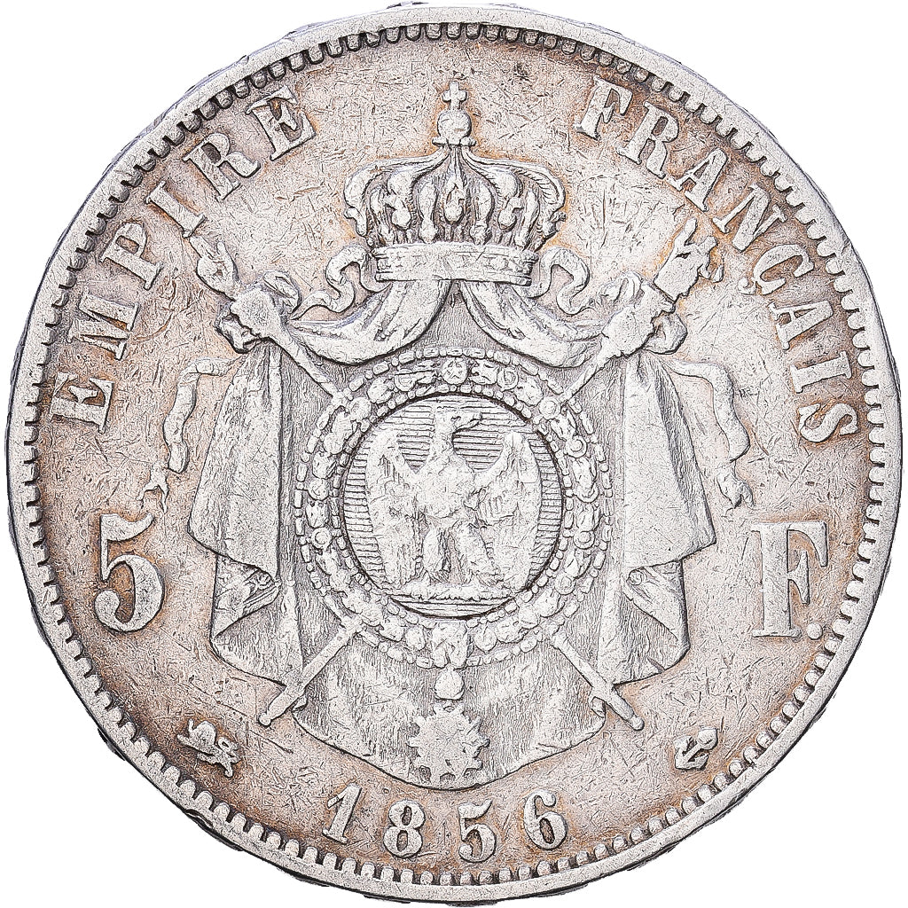 Frankreich, Napoleon III, 5 Francs, 1856, Lyon, Silber, S+, Gadoury:734