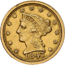 Vereinigte Staaten, $2.50, Quarter Eagle, Coronet Head, 1847, U.S. Mint, Gold