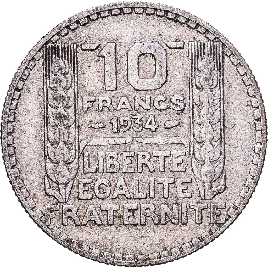 France, 10 Francs, Turin, 1934, Paris, Silver, EF(40-45), Gadoury:801, KM:878