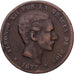 Spain, Alfonso XII, 10 Centimos, 1877, Madrid, Bronze, EF(40-45), KM:675