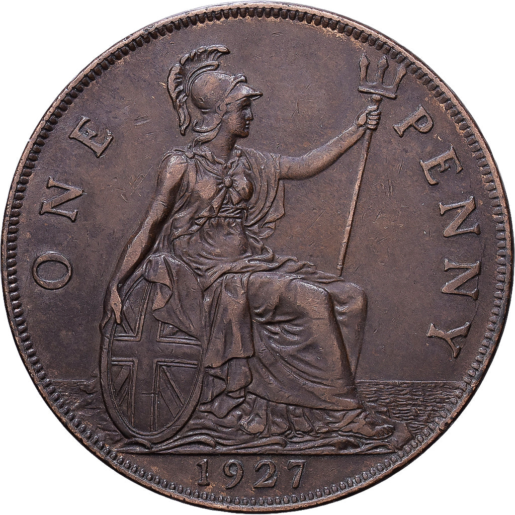 Great Britain, George V, Penny, 1927, Bronze, AU(50-53), KM:826