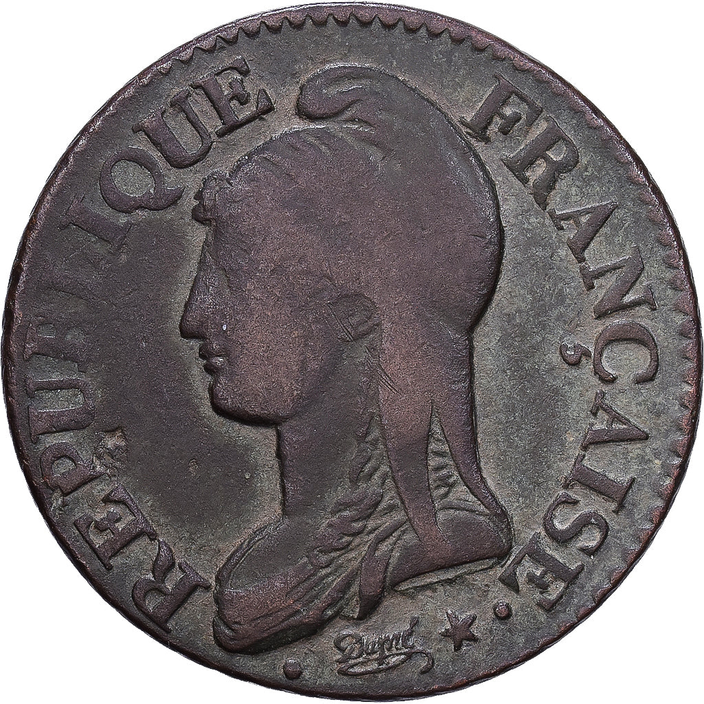 France, 5 Centimes, Dupré, Strasbourg, Copper, VF(20-25)