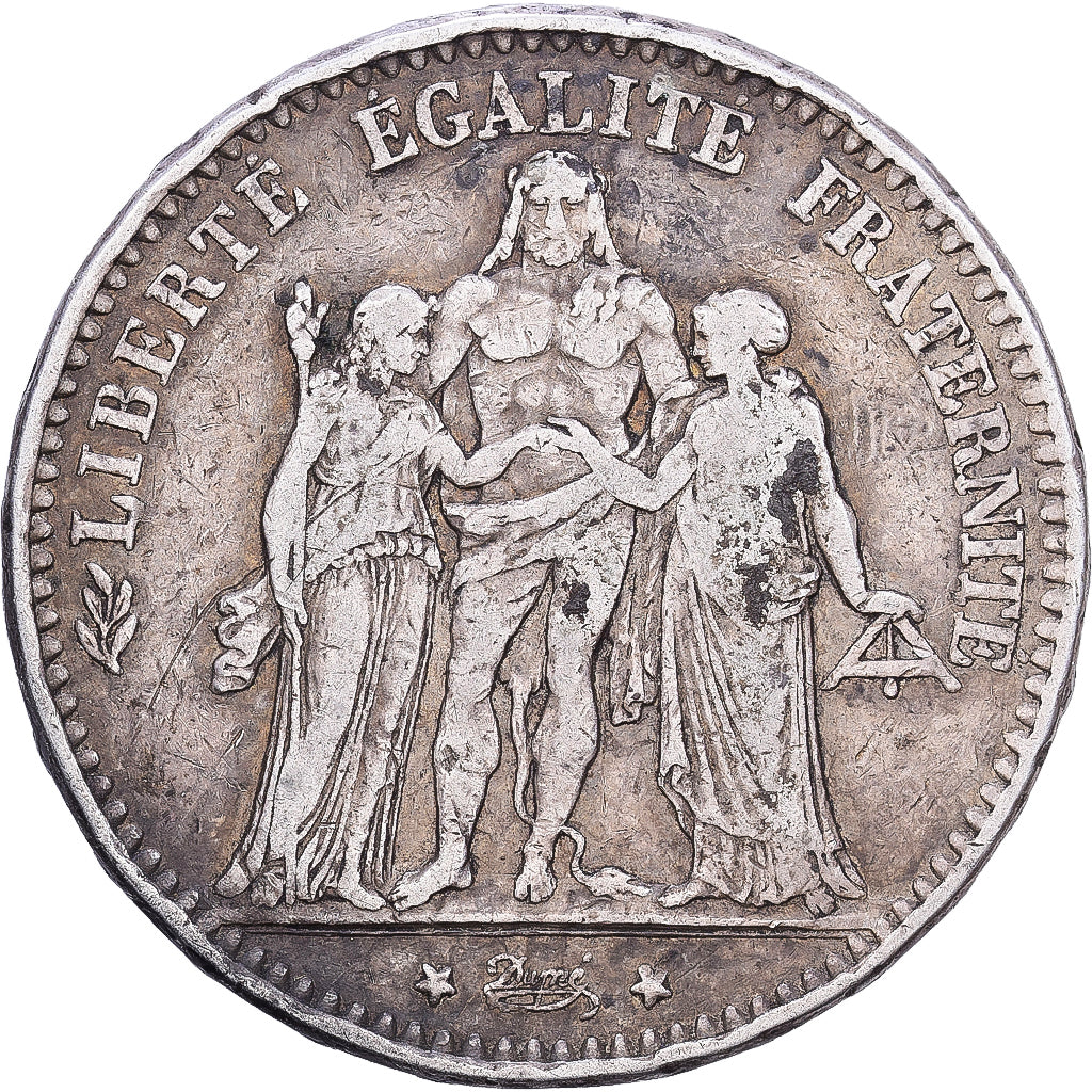 Francia, 5 Francs, Hercule, 1875, Paris, Plata, BC+, Gadoury:745a, KM:820.1