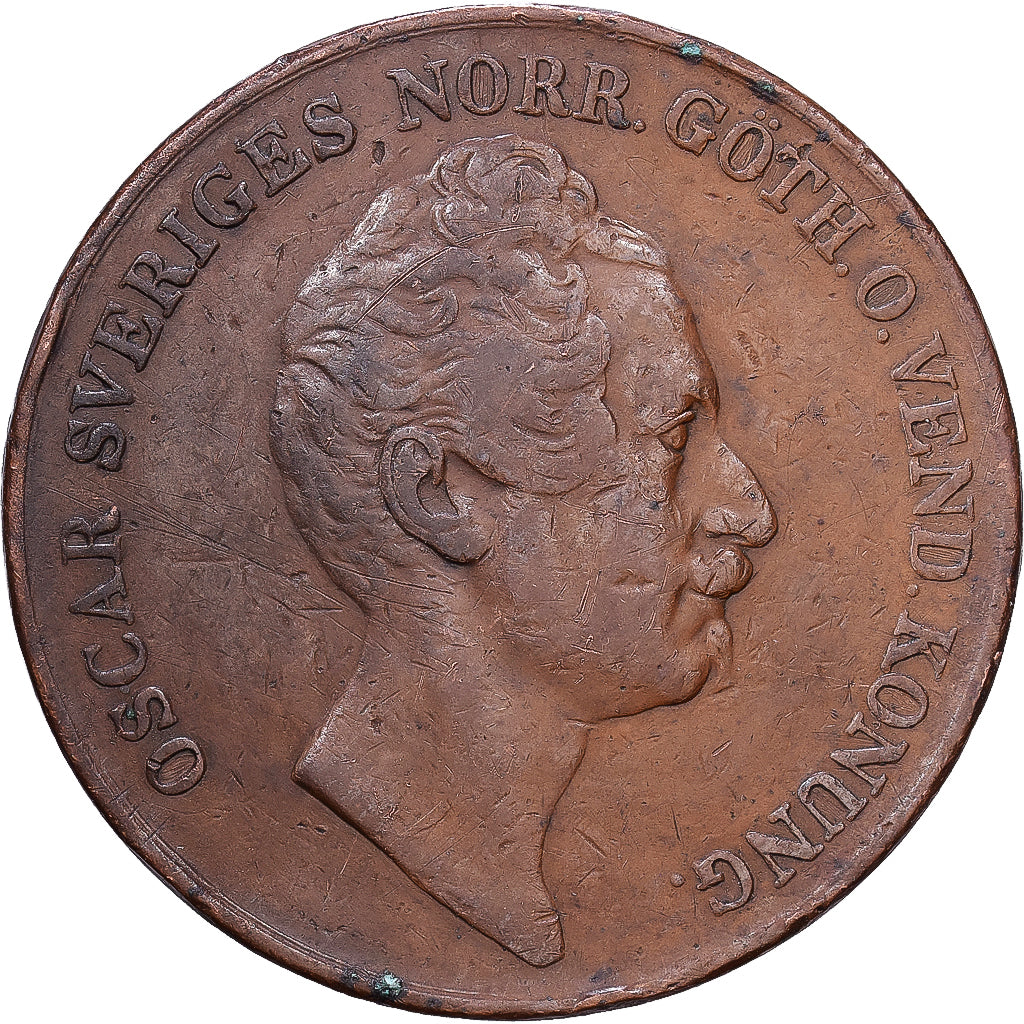Suecia, Oscar I, 4 Skilling, 1849, Cobre, MBC, KM:672