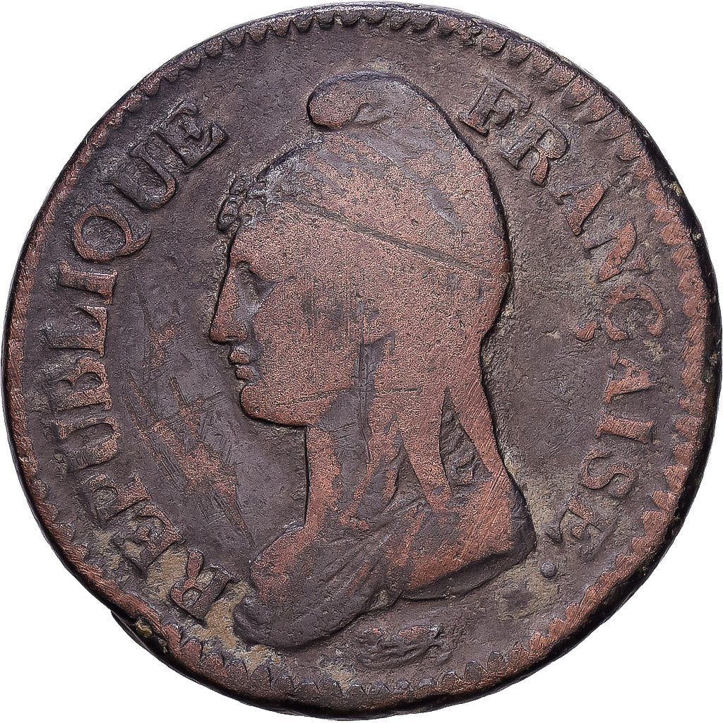 France, Decime, Dupré, 1793 / AN 5, Paris, Bronze, TB, Gadoury:187, KM:645.1