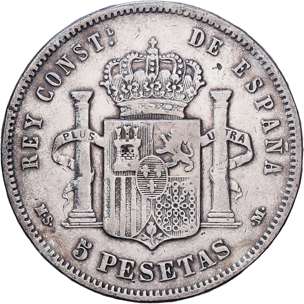 Spagna, Alfonso XII, 5 Pesetas, 1887, Madrid, Argento, BB, KM:688