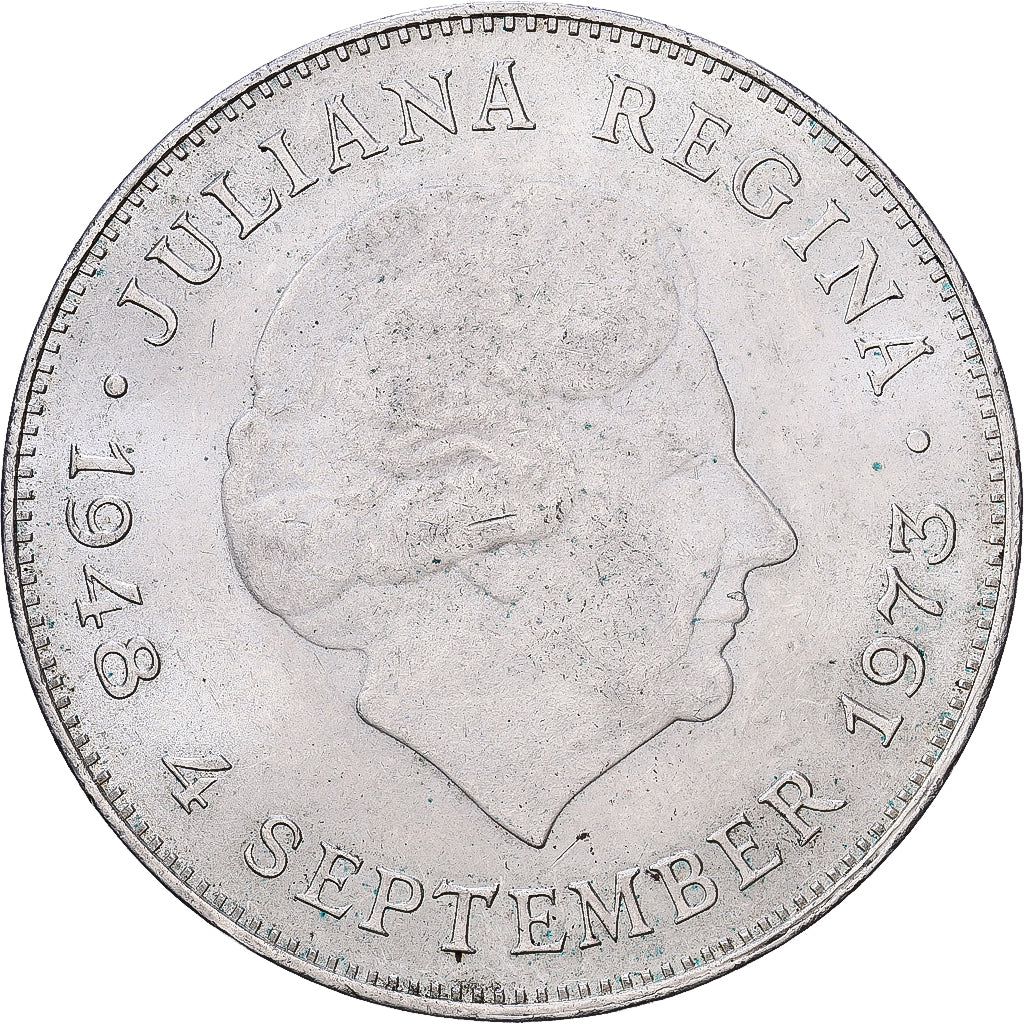 Paesi Bassi, Juliana, 10 Gulden, 1973, Argento, BB+, KM:196
