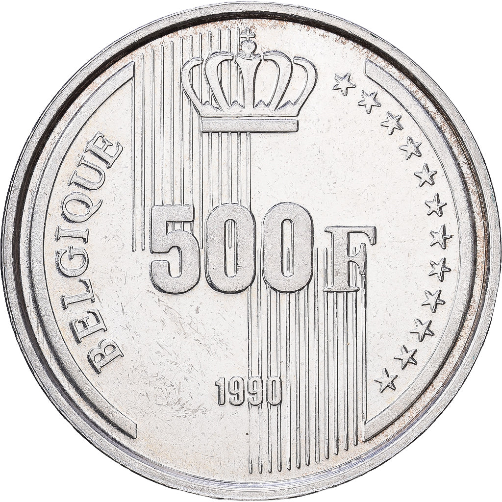Belgia, Baudouin I, 500 Francs, 500 Frank, 1990, Brussels, Srebro, MS(60-62)