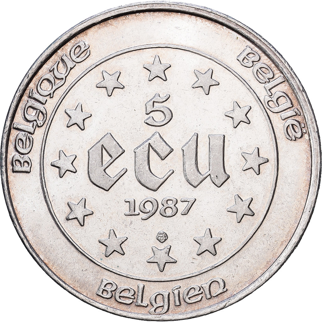 Belgien, Baudouin I, 5 Ecu, Charles Quint, 1987, Brussels, Silber, VZ+, KM:166