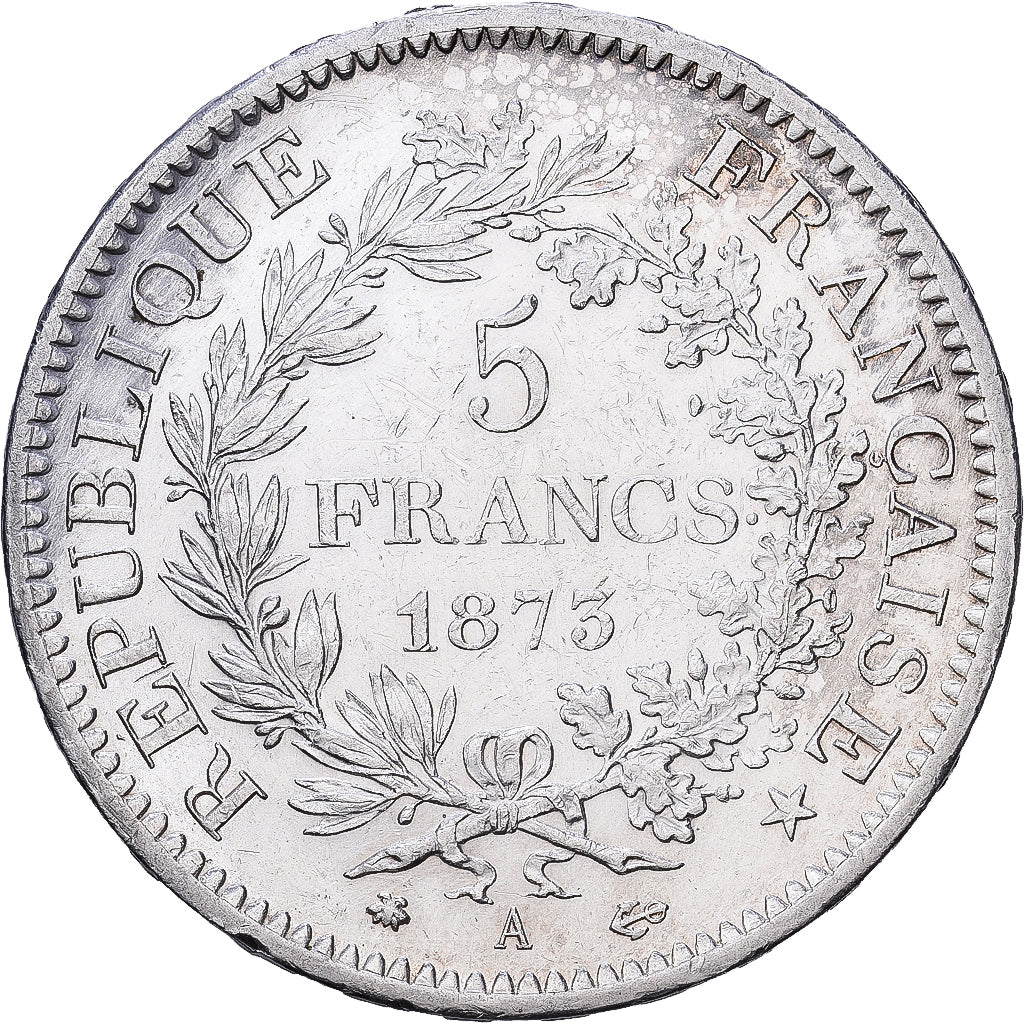 France, 5 Francs, Hercule, 1873, Paris, Silver, MS(60-62), Gadoury:745a