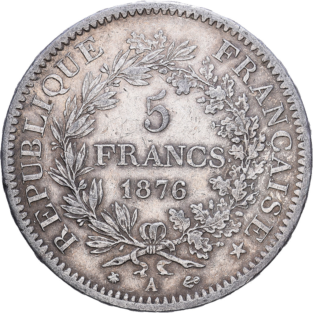 Frankreich, 5 Francs, Hercule, 1876, Paris, Silber, SS, Gadoury:745a, KM:820.1