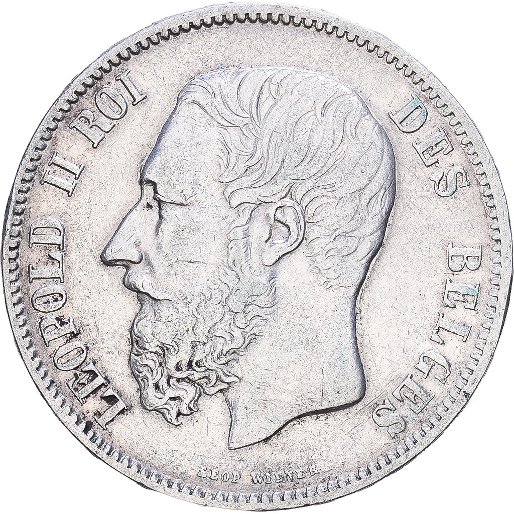 Bélgica, Leopold II, 5 Francs, 5 Frank, 1869, Brussels, Plata, MBC, KM:24