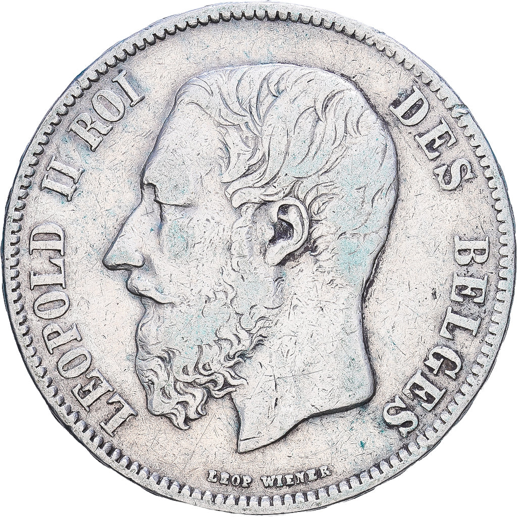 Belgien, Leopold II, 5 Francs, 5 Frank, 1871, Brussels, Silber, SS, KM:24