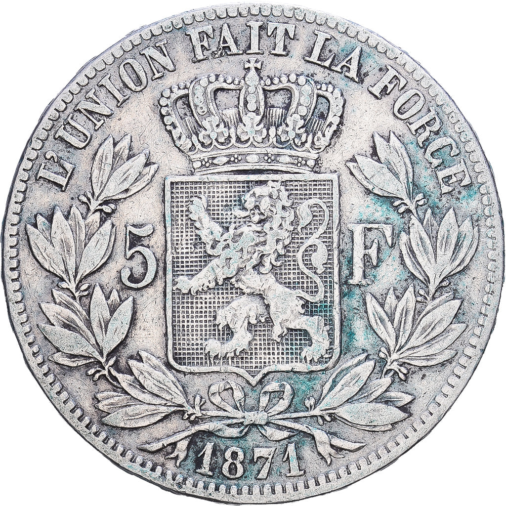 Belgien, Leopold II, 5 Francs, 5 Frank, 1871, Brussels, Silber, SS, KM:24
