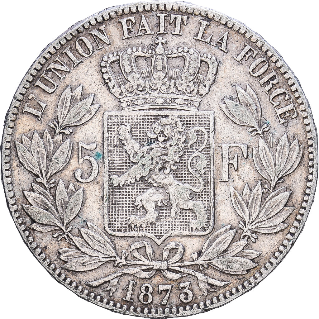 Belgium, Leopold II, 5 Francs, 5 Frank, 1873, Brussels, Silver, EF(40-45), KM:24