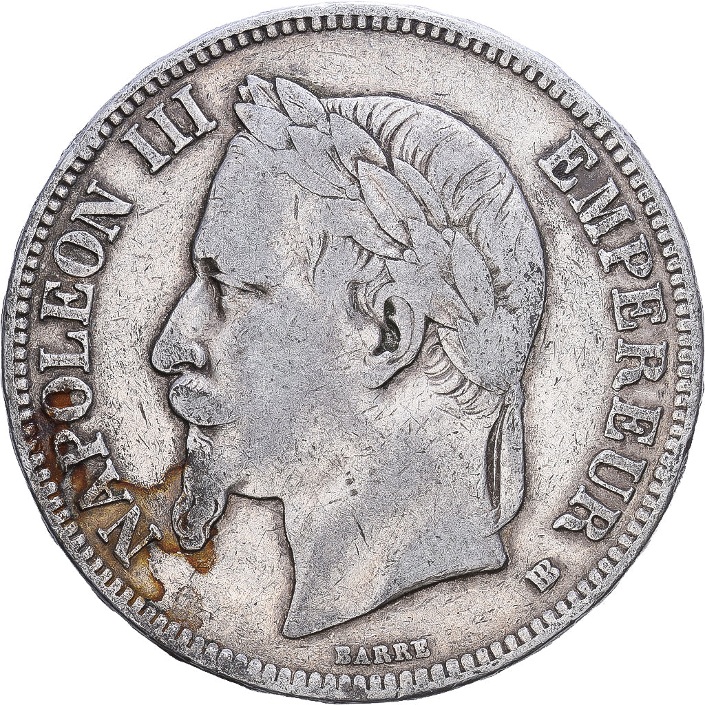 Frankrijk, Napoleon III, 5 Francs, 1869, Strasbourg, Zilver, FR+, Gadoury:739
