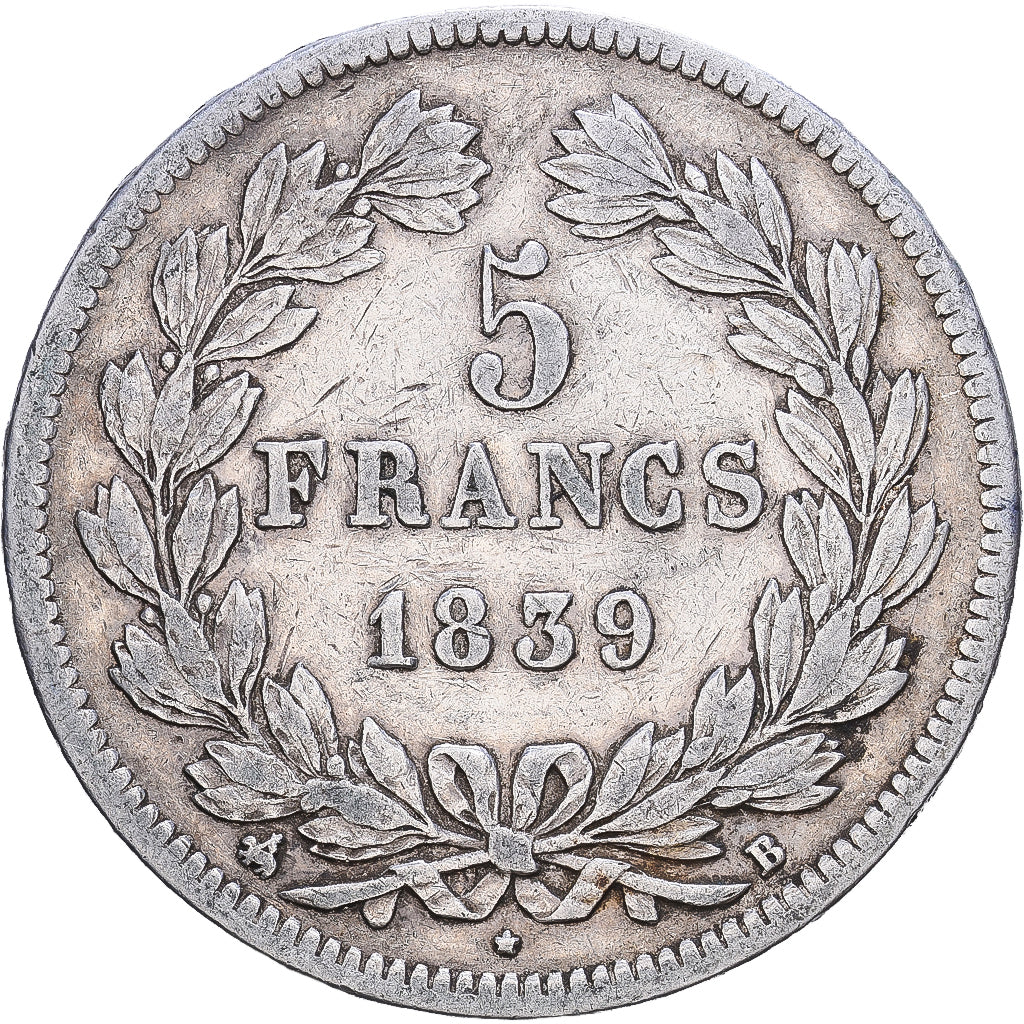 France, Louis Philippe I, 5 Francs, 1839, Rouen, Silver, VF(30-35), Gadoury:678