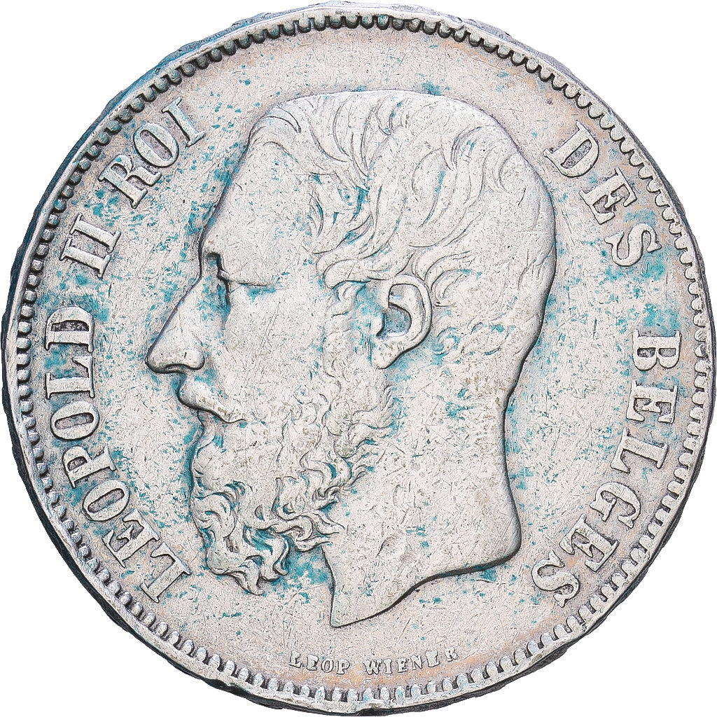 Bélgica, Leopold II, 5 Francs, 5 Frank, 1873, Brussels, Plata, MBC, KM:24