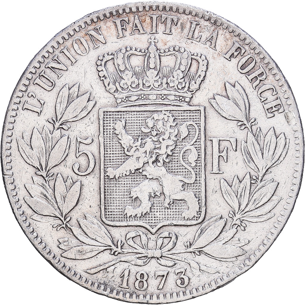 Belgium, Leopold II, 5 Francs, 5 Frank, 1873, Brussels, Silver, VF(30-35), KM:24