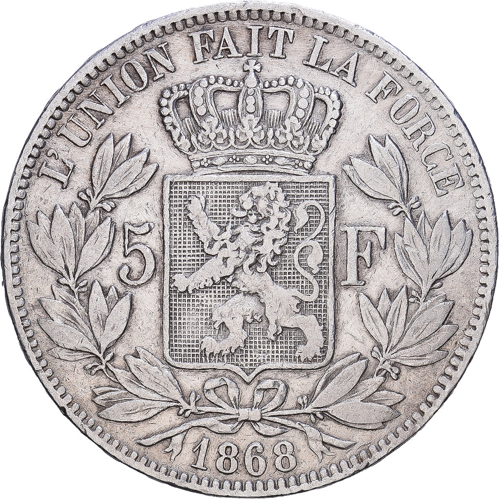 Belgien, Leopold II, 5 Francs, 5 Frank, 1868, Brussels, Silber, SS, KM:24