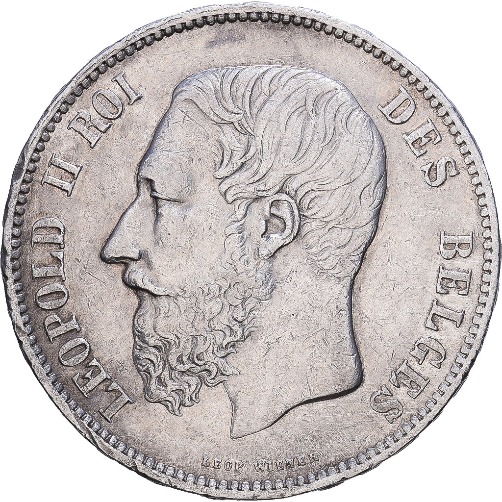Bélgica, Leopold II, 5 Francs, 5 Frank, 1868, Brussels, Plata, MBC, KM:24