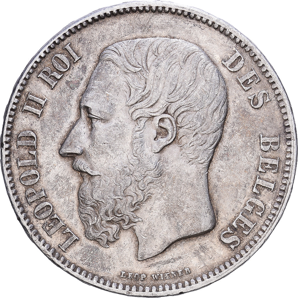 Belgium, Leopold II, 5 Francs, 5 Frank, 1871, Brussels, Silver, EF(40-45), KM:24